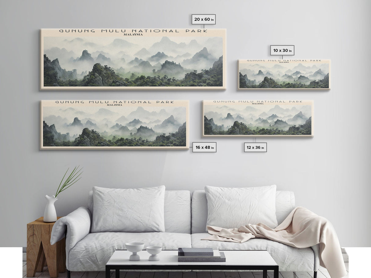 Gunung Mulu National Park Framed Canvas Print Travel Poster | Wall Art | Home Decor | Gift For Travel Lover | Wall Hanging | Original Art