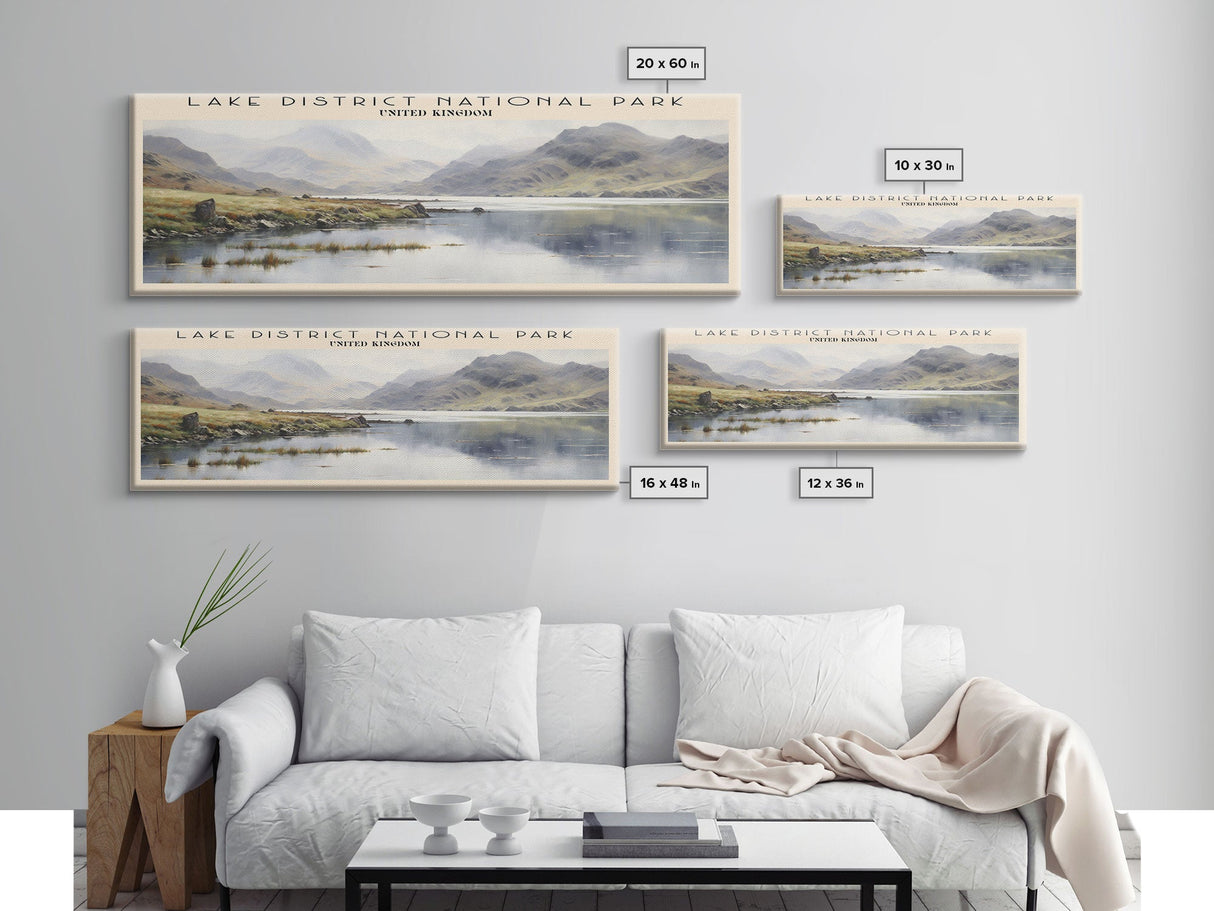 Lake District National Park COUNTRY | Framed Travel Poster Canvas Print | Trendy Wall Art | Watercolor Painting | Living Room Art | Unique Art