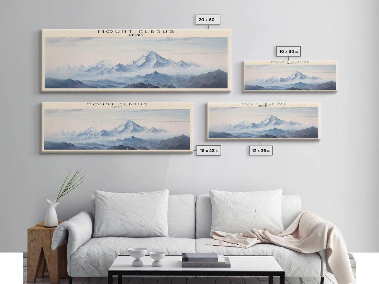 Mount Elbrus COUNTRY | Framed Travel Poster Canvas Print | Trendy Wall Art | Watercolor Painting | Living Room Art | Unique Art