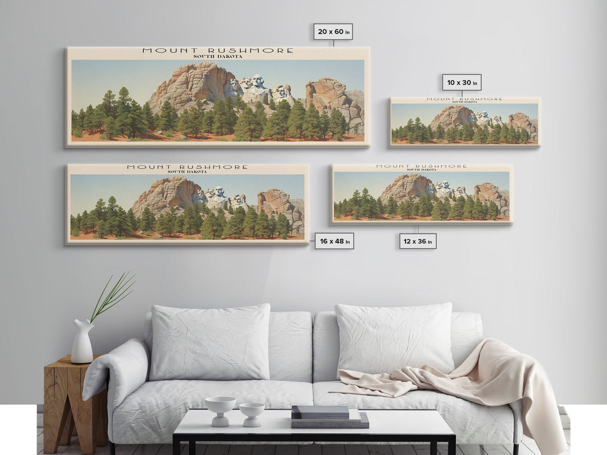 Mount Rushmore COUNTRY | Framed Travel Poster Canvas Print | Trendy Wall Art | Watercolor Painting | Living Room Art | Unique Art