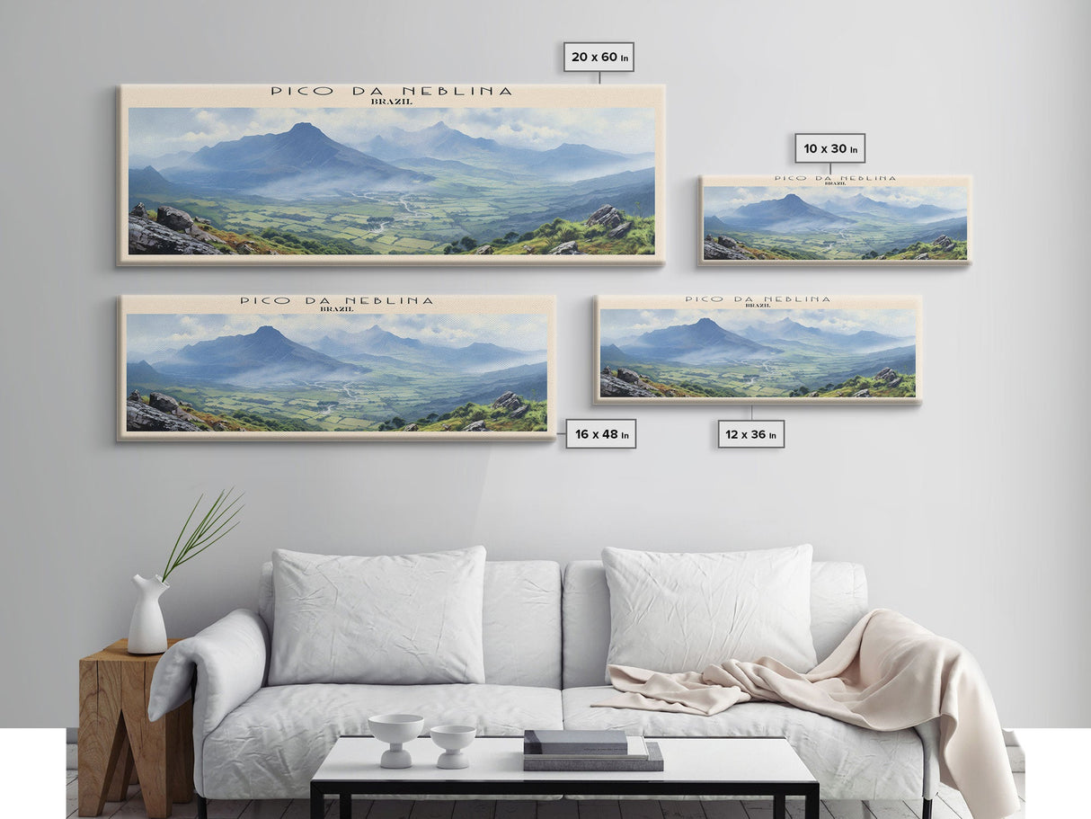 Pico da Neblina COUNTRY | Framed Travel Poster Canvas Print | Trendy Wall Art | Watercolor Painting | Living Room Art | Unique Art