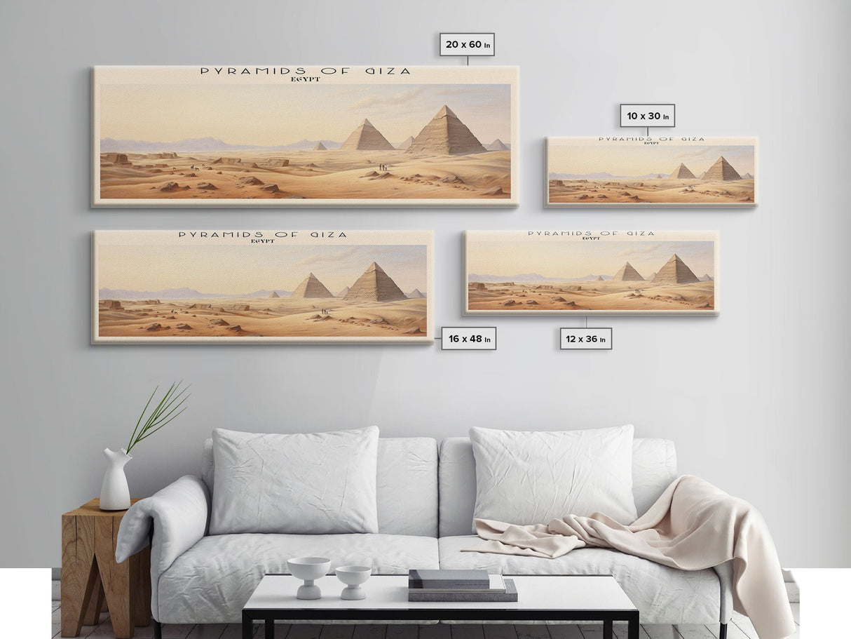 Pyramids of Giza Framed Canvas Print Travel Poster | Wall Art | Home Decor | Gift For Travel Lover | Wall Hanging | Original Art