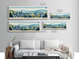 Airdrie, Scotland Travel Poster Panoramic Canvas Print, Airdrie, Scotland Painting, Scotland Art, Airdrie Travel Art, Guest Room Painting