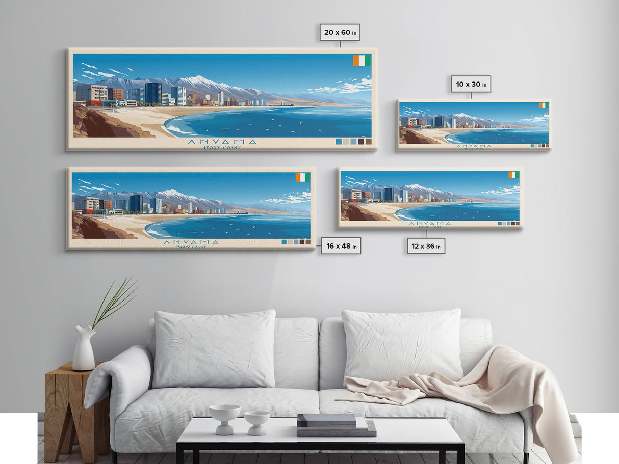 Panoramic Travel Poster Anyama, Ivory Coast Canvas Print, Anyama, Ivory Coast Painting, Ivory Coast Art, Anyama Travel Art, Guest Room Painting