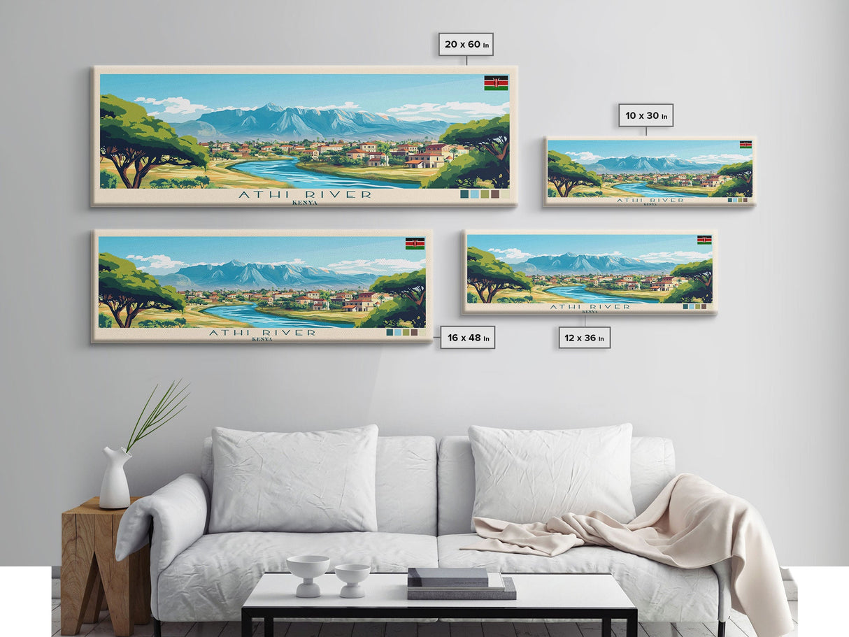 Athi River, Kenya Panoramic Travel Poster Canvas Print, Athi River, Kenya Painting, Kenya Art, Athi River Panoramic Travel Art, Travel Painting