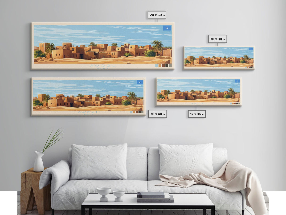 Awdal, Somalia Panoramic Travel Poster Canvas Print, Awdal, Somalia Painting, Somalia Art, Awdal Panoramic Travel Art, Travel Painting