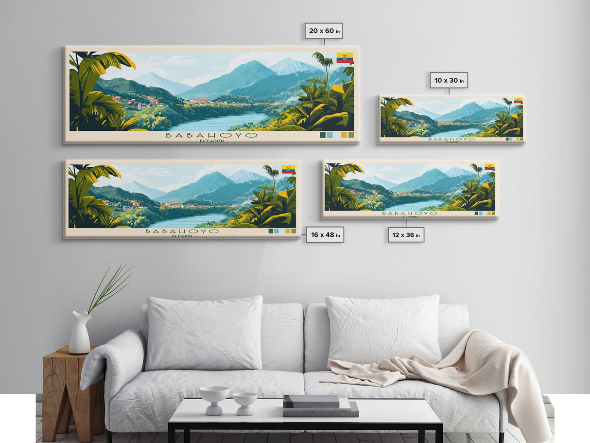 Babahoyo, Ecuador Travel Poster Panoramic Canvas Print, Babahoyo, Ecuador Painting, Ecuador Art, Babahoyo Travel Art, Guest Room Painting