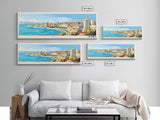 Baku, Azerbaijan Panoramic Travel Poster Canvas Print, Baku, Azerbaijan Painting, Azerbaijan Art, Baku Travel Art, Guest Room Painting