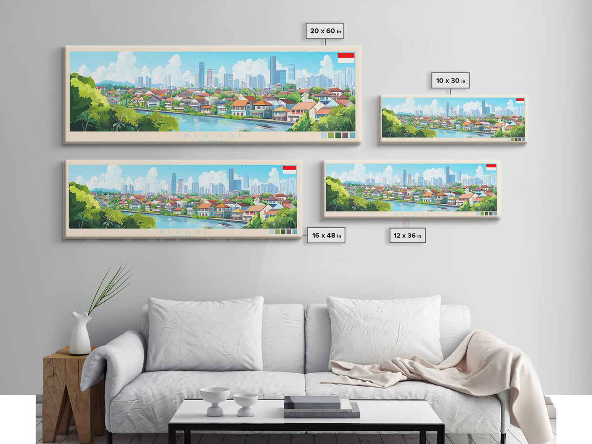 Bekasi, Indonesia Travel Poster Panoramic Canvas Print, Bekasi, Indonesia Painting, Indonesia Art, Bekasi Travel Art, Guest Room Painting