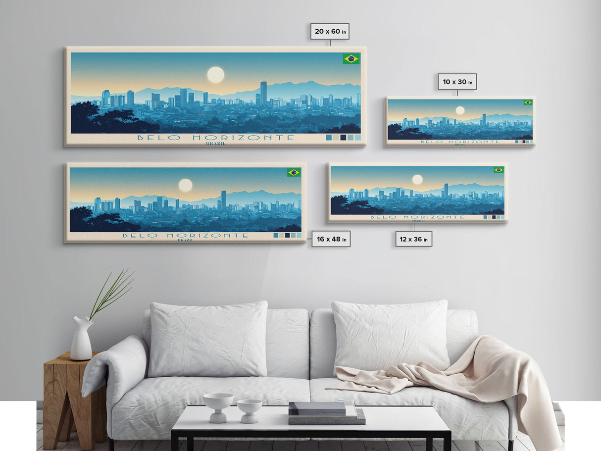 Belo Horizonte, Brazil Panoramic Travel Poster Canvas Print, Belo Horizonte, Brazil Painting, Brazil Art, Belo Horizonte Travel Art, Guest Room Painting