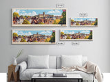 Panoramic Travel Poster Canterbury, England Canvas Print, Canterbury, England Painting, England Art, Canterbury Travel Art, Guest Room Painting