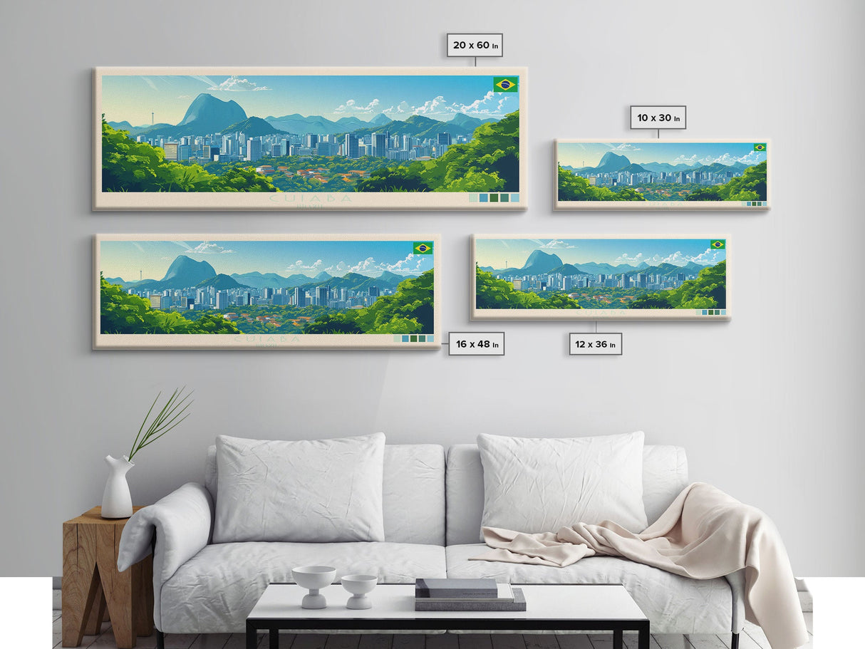 Panoramic Travel Poster Cuiaba, Brazil Canvas Print, Cuiaba, Brazil Painting, Brazil Art, Cuiaba Travel Art, Guest Room Painting