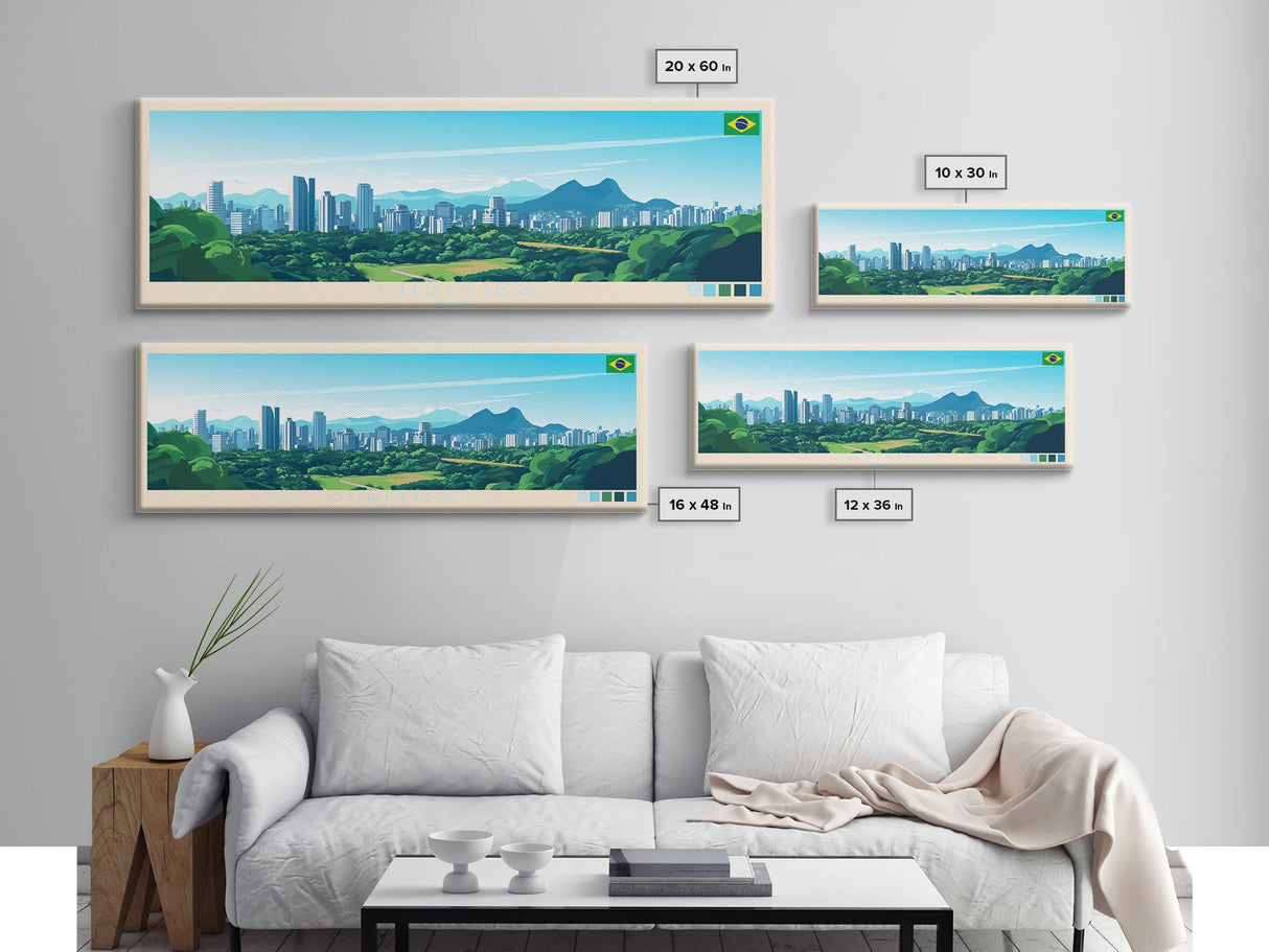 Curitiba, Brazil Panoramic Travel Poster Canvas Print, Curitiba, Brazil Painting, Brazil Art, Curitiba Travel Art, Living Room Painting