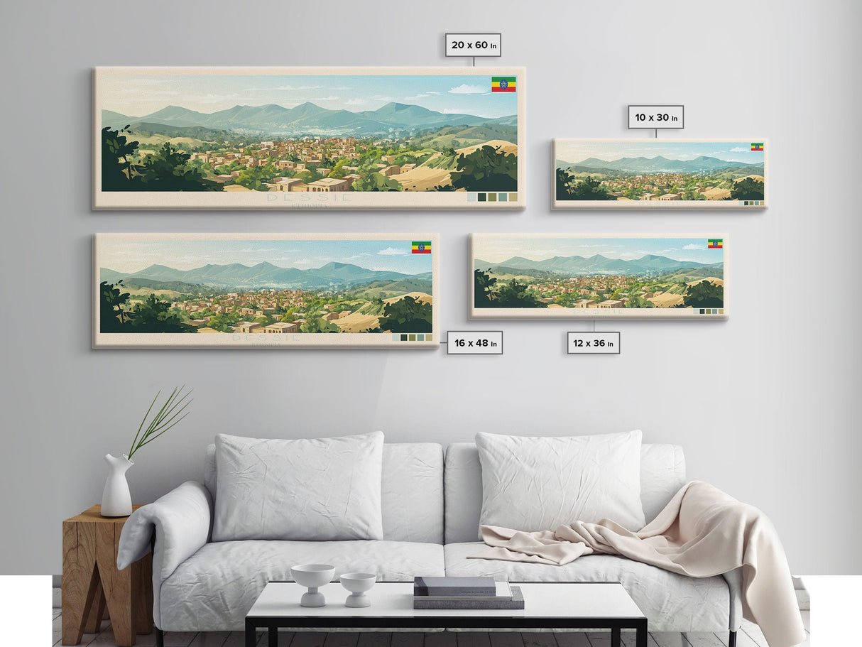 Dessie, Ethiopia Panoramic Travel Poster Canvas Print, Dessie, Ethiopia Painting, Ethiopia Art, Dessie Panoramic Travel Art, Travel Painting