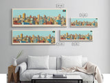 Dhaka, Bangladesh Panoramic Travel Poster Canvas Print, Dhaka, Bangladesh Painting, Bangladesh Art, Dhaka Travel Art, Guest Room Painting