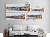 Dundee, Scotland Panoramic Travel Poster Canvas Print, Dundee, Scotland Painting, Scotland Art, Dundee Panoramic Travel Art, Travel Painting