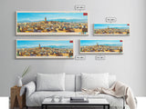 Fez, Morocco Travel Poster Panoramic Canvas Print, Fez, Morocco Painting, Morocco Art, Fez Travel Art, Guest Room Painting