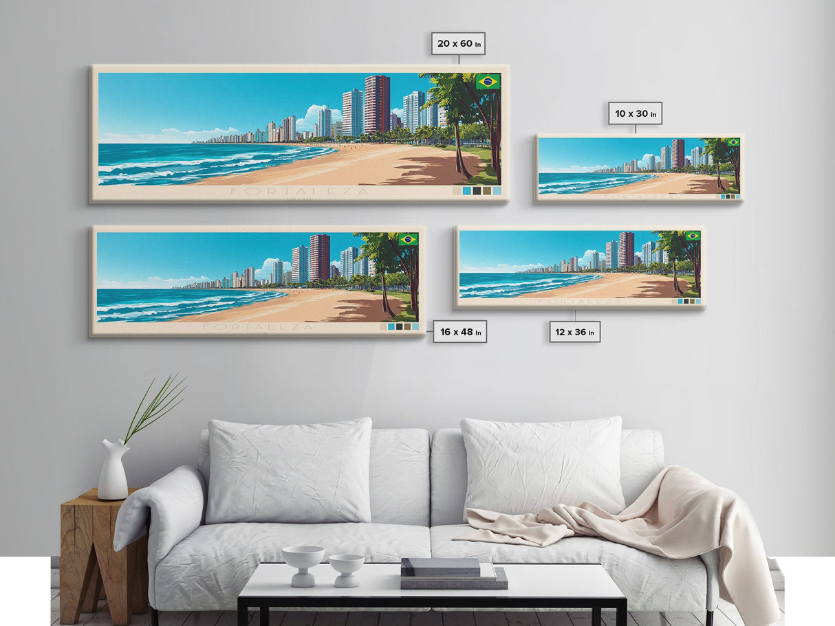 Panoramic Travel Poster Fortaleza, Brazil Canvas Print, Fortaleza, Brazil Painting, Brazil Art, Fortaleza Travel Art, Guest Room Painting