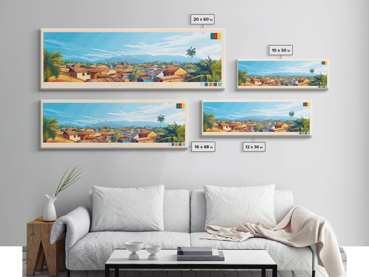 Garoua, Cameroon Travel Poster Panoramic Canvas Print, Garoua, Cameroon Painting, Cameroon Art, Garoua Travel Art, Guest Room Painting