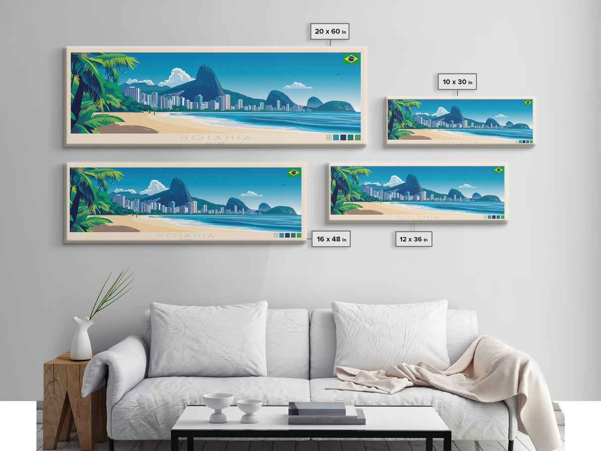 Goiania, Brazil Panoramic Travel Poster Canvas Print, Goiania, Brazil Painting, Brazil Art, Goiania Travel Art, Living Room Painting