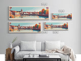 Hereford, England Travel Poster Panoramic Canvas Print, Hereford, England Painting, England Art, Hereford Travel Art, Guest Room Painting