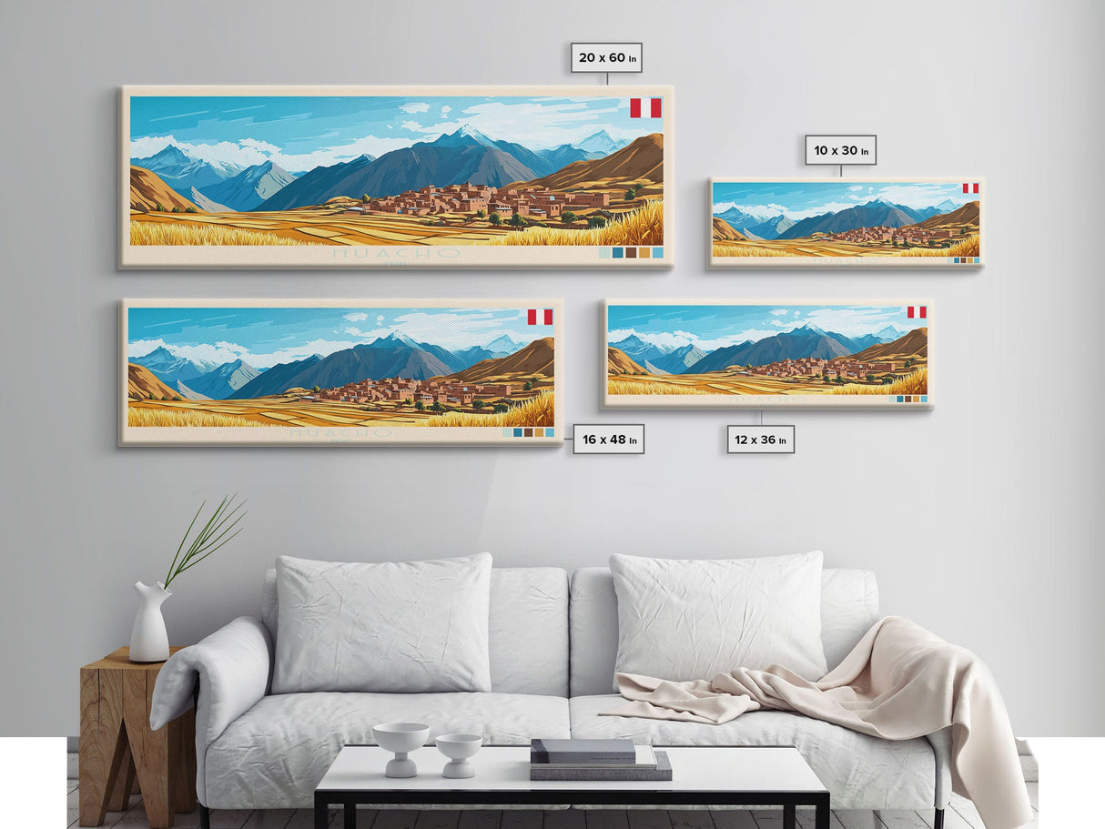 Huacho, Peru Panoramic Travel Poster Canvas Print, Huacho, Peru Painting, Peru Art, Huacho Travel Art, Guest Room Painting