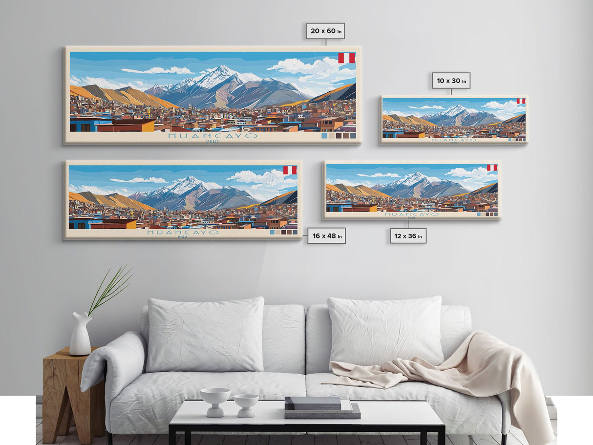 Huancayo, Peru Travel Poster Panoramic Canvas Print, Huancayo, Peru Painting, Peru Art, Huancayo Travel Art, Guest Room Painting