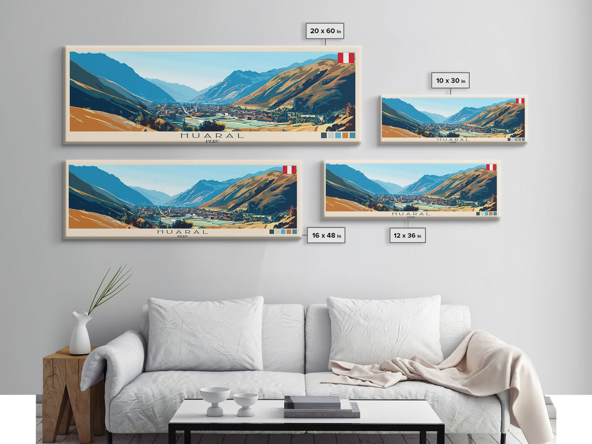 Huaral, Peru Travel Poster Panoramic Canvas Print, Huaral, Peru Painting, Peru Art, Huaral Travel Art, Guest Room Painting