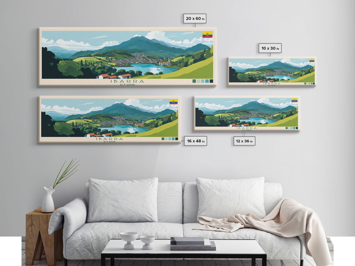 Ibarra, Ecuador Panoramic Travel Poster Canvas Print, Ibarra, Ecuador Painting, Ecuador Art, Ibarra Panoramic Travel Art, Travel Painting