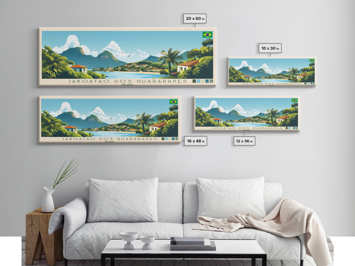 Jaboatao dos Guararapes, Brazil Panoramic Travel Poster Canvas Print, Jaboatao dos Guararapes, Brazil Painting, Brazil Art, Jaboatao dos Guararapes Travel Art, Living Room Painting