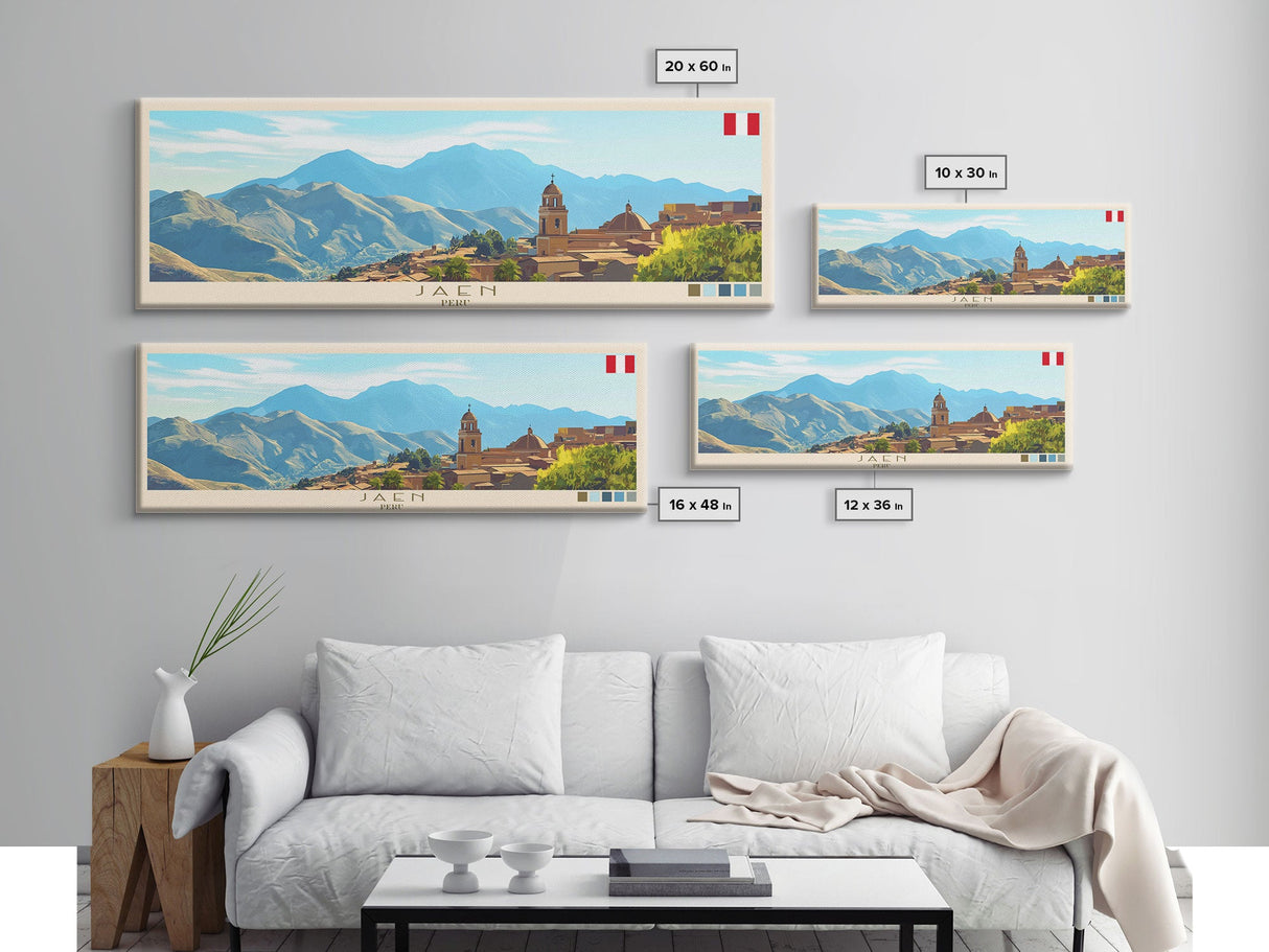 Jakarta, Indonesia Travel Poster Panoramic Canvas Print, Jakarta, Indonesia Painting, Indonesia Art, Jakarta Travel Art, Guest Room Painting