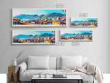 Panoramic Travel Poster Juarez, Mexico Canvas Print, Juarez, Mexico Painting, Mexico Art, Juarez Travel Art, Guest Room Painting