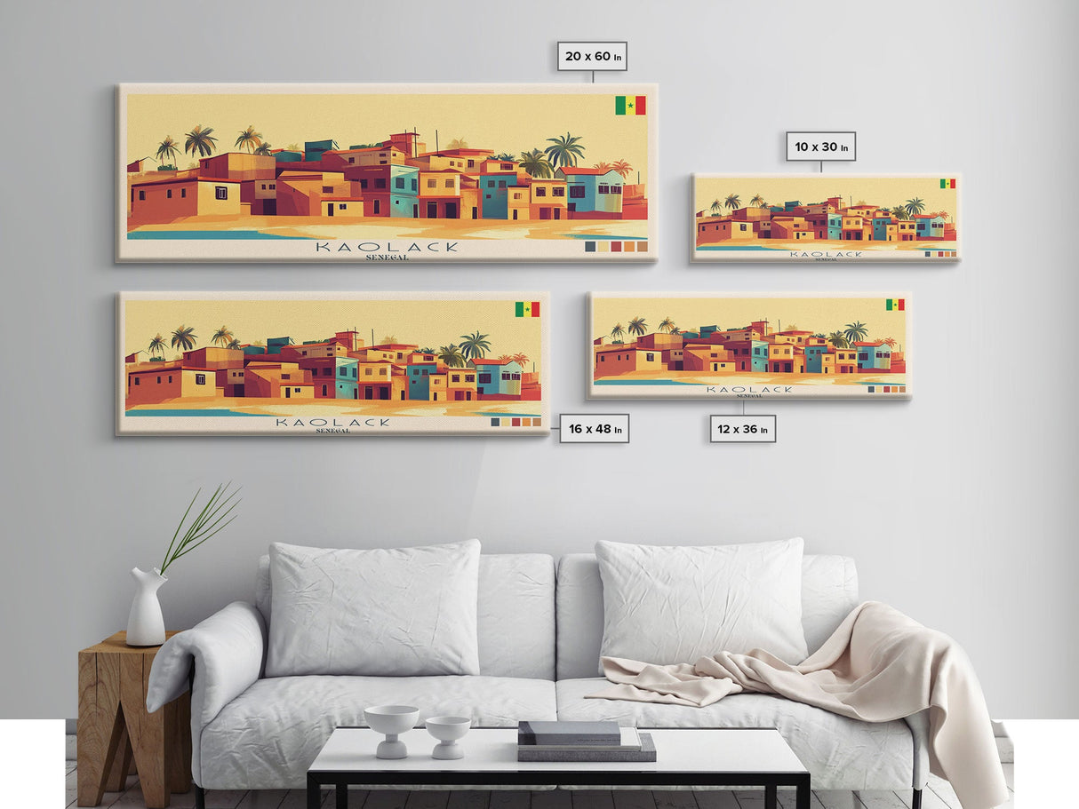 Panoramic Travel Poster Kaolack, Senegal Canvas Print, Kaolack, Senegal Painting, Senegal Art, Kaolack Travel Art, Guest Room Painting