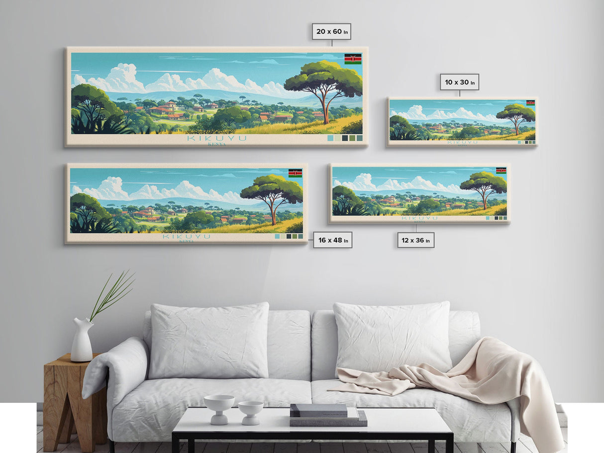 Kikuyu, Kenya Panoramic Travel Poster Canvas Print, Kikuyu, Kenya Painting, Kenya Art, Kikuyu Travel Art, Guest Room Painting