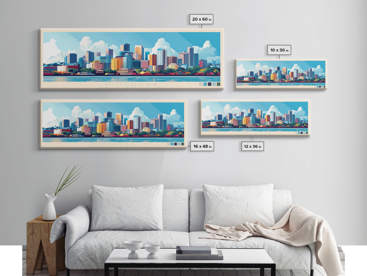 Kinshasa, Congo Travel Poster Panoramic Canvas Print, Kinshasa, Congo Painting, Congo Art, Kinshasa Travel Art, Guest Room Painting