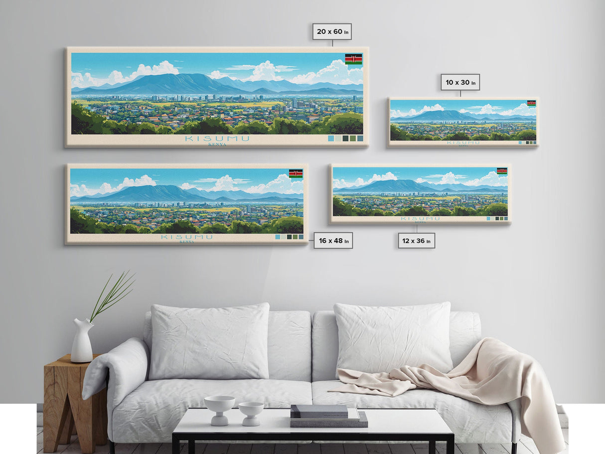 Kisumu, Kenya Panoramic Travel Poster Canvas Print, Kisumu, Kenya Painting, Kenya Art, Kisumu Travel Art, Guest Room Painting