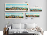 Kumasi, Ghana Panoramic Travel Poster Canvas Print, Kumasi, Ghana Painting, Ghana Art, Kumasi Panoramic Travel Art, Travel Painting