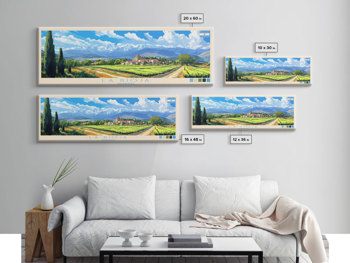 La Rioja, Argentina Panoramic Travel Poster Canvas Print, La Rioja, Argentina Painting, Argentina Art, La Rioja Panoramic Travel Art, Travel Painting