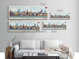 Leicester, England Panoramic Travel Poster Canvas Print, Leicester, England Painting, England Art, Leicester Panoramic Travel Art, Travel Painting