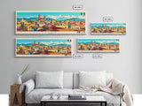 Leon, Mexico Panoramic Travel Poster Canvas Print, Leon, Mexico Painting, Mexico Art, Leon Travel Art, Guest Room Painting