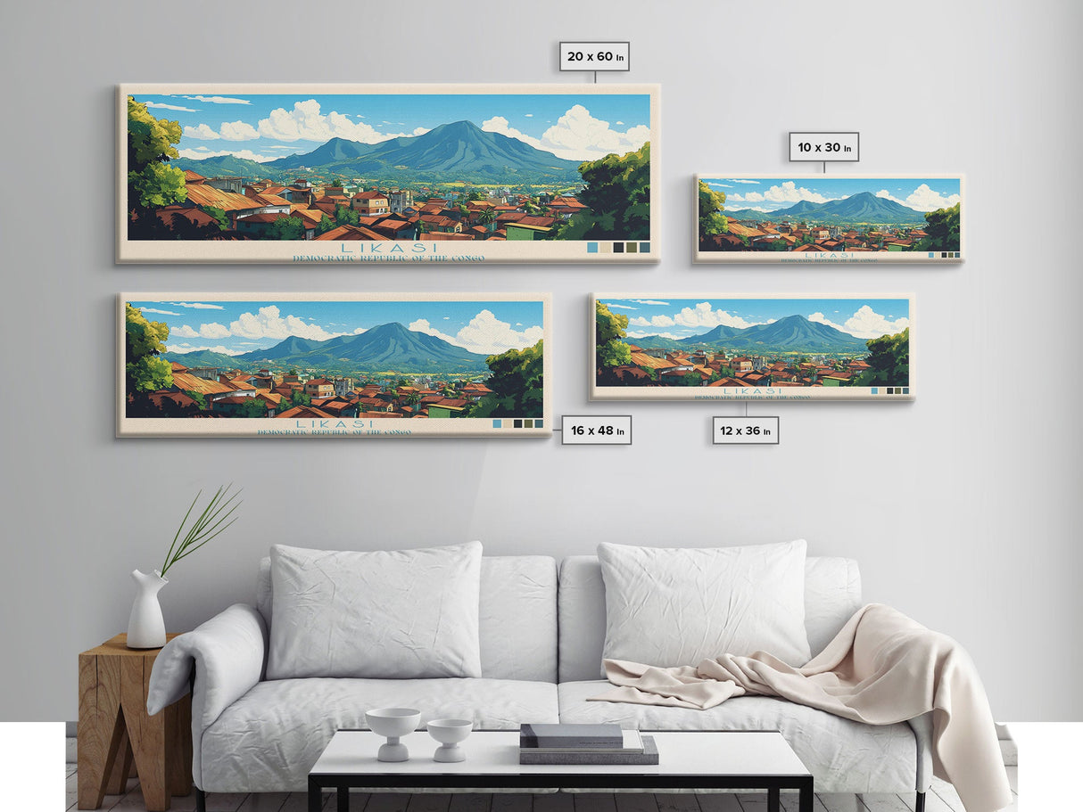 Likasi, Congo Travel Poster Panoramic Canvas Print, Likasi, Congo Painting, Congo Art, Likasi Travel Art, Guest Room Painting