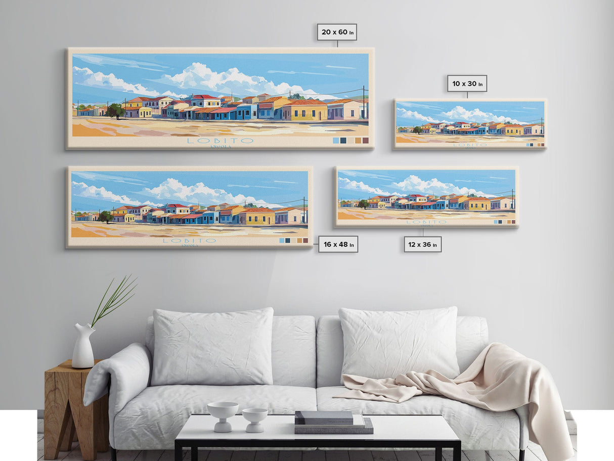 Lobito, Angola Travel Poster Panoramic Canvas Print, Lobito, Angola Painting, Angola Art, Lobito Travel Art, Guest Room Painting