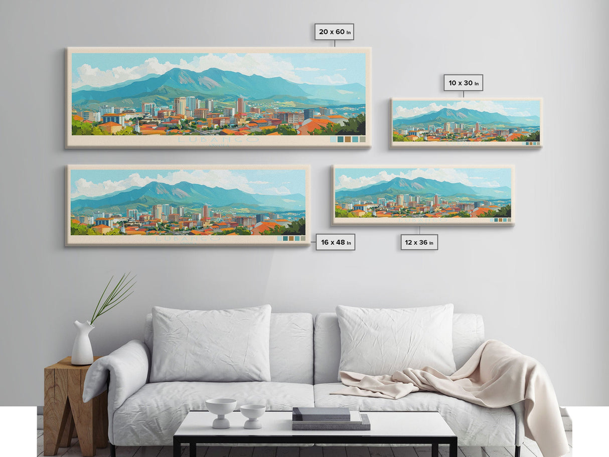 Lubango, Angola Panoramic Travel Poster Canvas Print, Lubango, Angola Painting, Angola Art, Lubango Panoramic Travel Art, Travel Painting