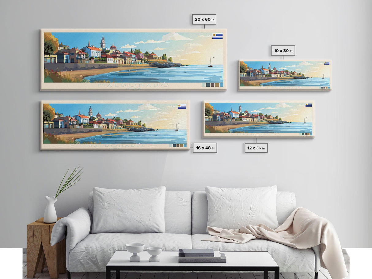 Maldonado, Uruguay Travel Poster Panoramic Canvas Print, Maldonado, Uruguay Painting, Uruguay Art, Maldonado Travel Art, Guest Room Painting