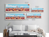 Marrakesh, Morocco Panoramic Travel Poster Canvas Print, Marrakesh, Morocco Painting, Morocco Art, Marrakesh Travel Art, Guest Room Painting