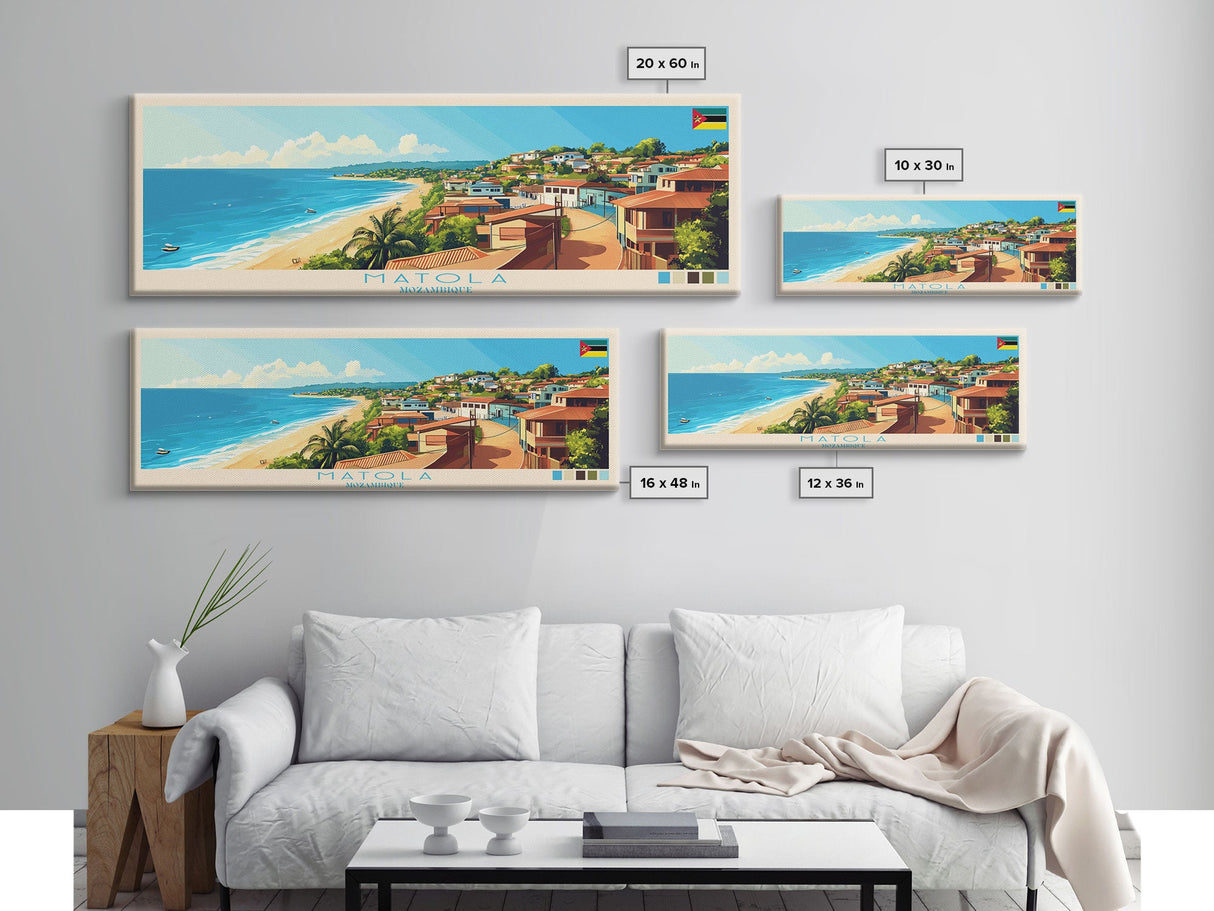 Matola, Mozambique Panoramic Travel Poster Canvas Print, Matola, Mozambique Painting, Mozambique Art, Matola Panoramic Travel Art, Travel Painting