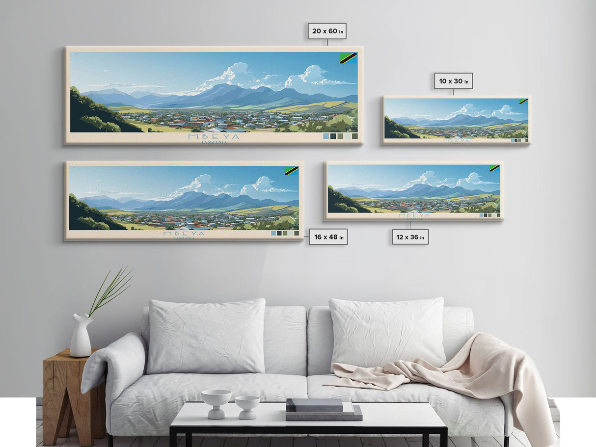 Mbeya, Tanzania Panoramic Travel Poster Canvas Print, Mbeya, Tanzania Painting, Tanzania Art, Mbeya Travel Art, Living Room Painting