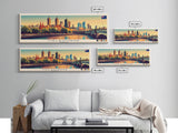 Melbourne, Australia Panoramic Travel Poster Canvas Print, Melbourne, Australia Painting, Australia Art, Melbourne Travel Art, Living Room Painting