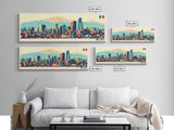 Mexico City, Mexico Panoramic Travel Poster Canvas Print, Mexico City, Mexico Painting, Mexico Art, Mexico City Travel Art, Guest Room Painting