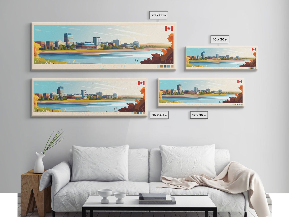 Moncton, Canada Travel Poster Panoramic Canvas Print, Moncton, Canada Painting, Canada Art, Moncton Travel Art, Guest Room Painting